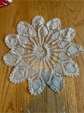 Handmade Crocheted Doily - Cream Lace Medallion